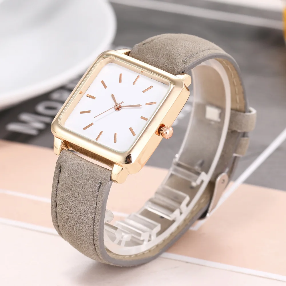 Часы женские розовые кварцевые с кожаным ремешком | Наручные часы