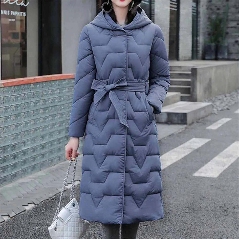 Зимняя женская куртка 2020 длинное пальто с капюшоном и хлопковой подкладкой