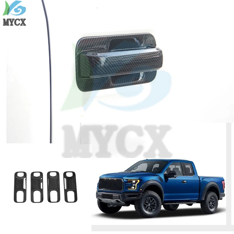 

Fit for Ford Raptor F-150 2015-2020 Car Accessories ABS Carbon Color Car Door Cup Bowl Cover Trim 8pcs