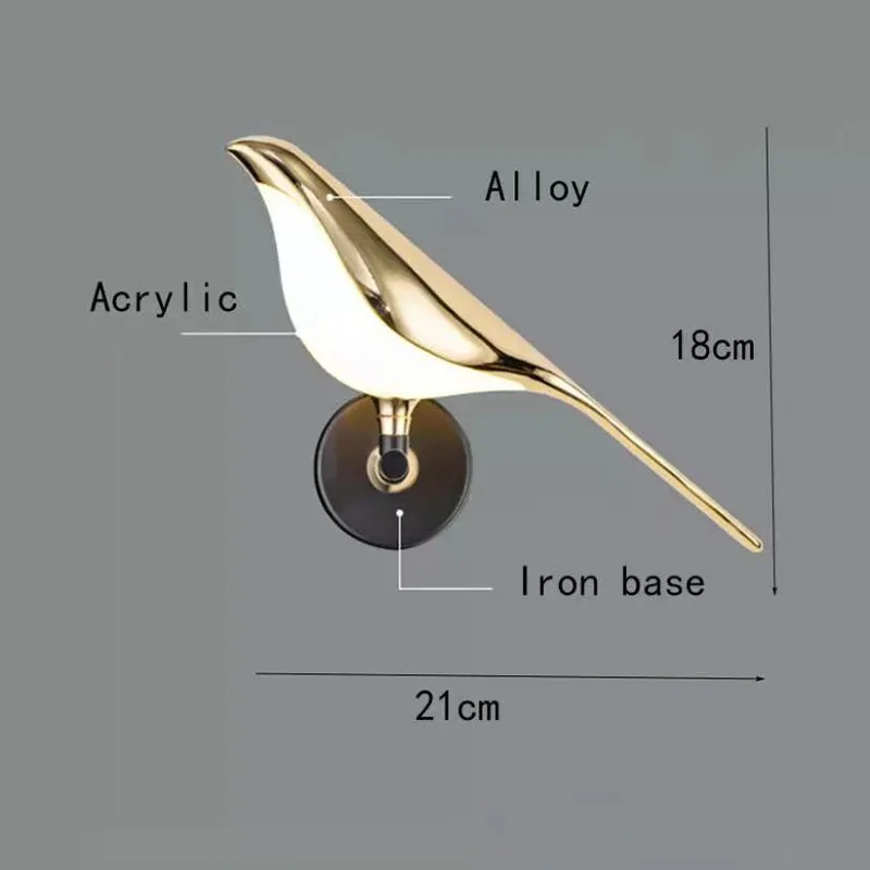 

Postmodern Led Wall Lamp Designer Luxury Gold Plating Bird Hallway Corridor Stairs Sconce Bedroom Decoration Lighting Fixtures