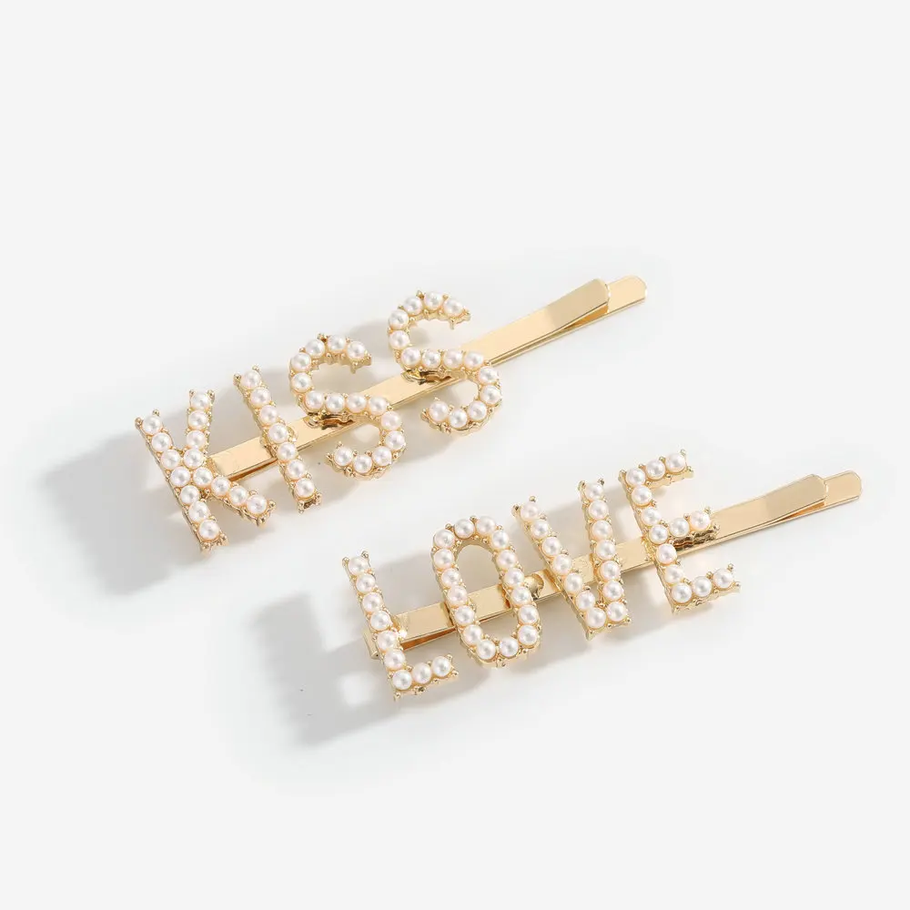Женские заколки для волос с буквенным принтом и жемчугом свадебные аксессуары |