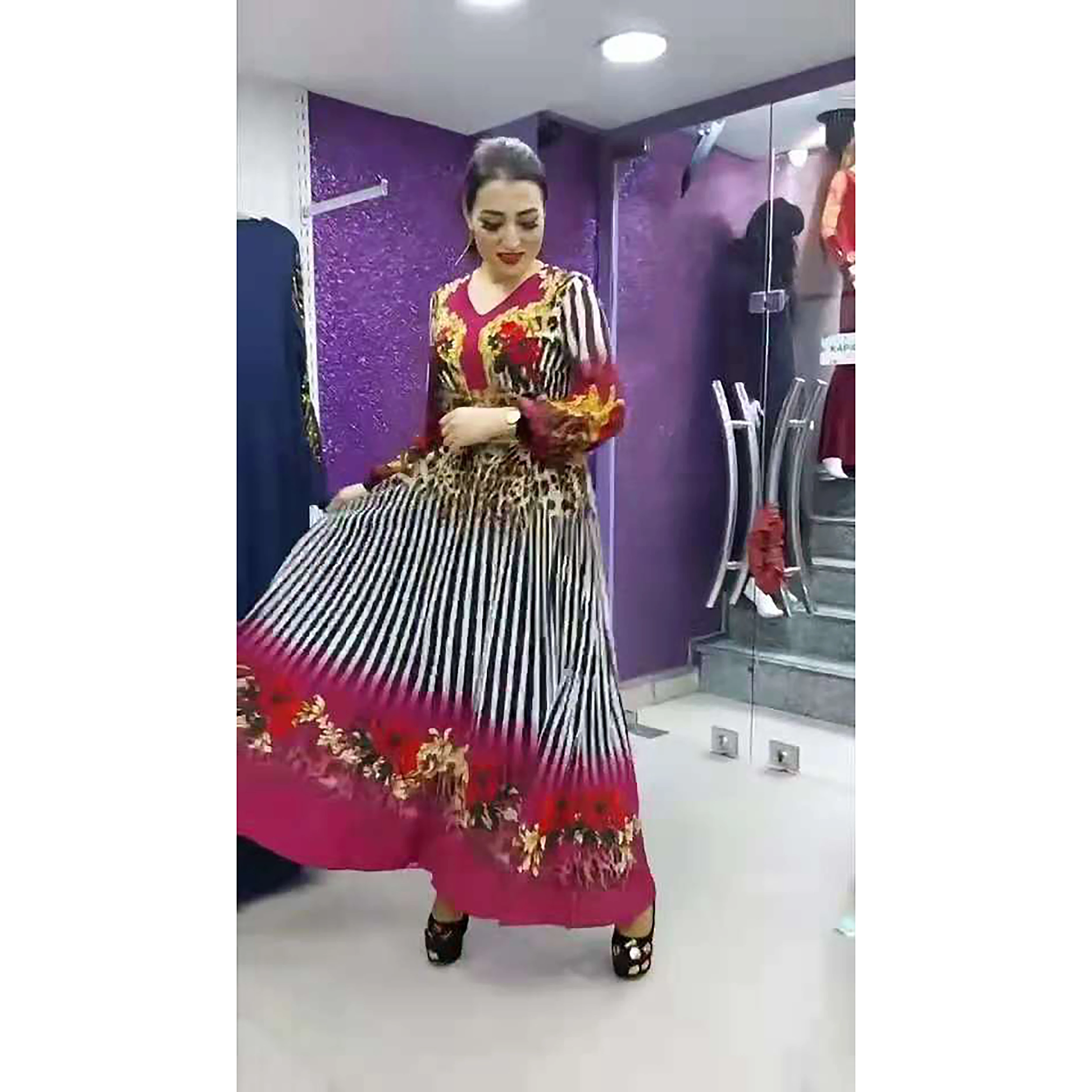 

оверсайз платье на выпускной платье женское нарядное Платья для подружек невесты Новое платье макси Moslem имеет цифровой цветочный узор, инк...