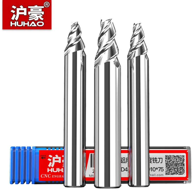 HuHao D1-D3 mm Taper Flat Bottom Milling Cutter 3 Flute CNC Tools Chamfer End Mill Tungsten Router Bit for Aluminum Copper Alloy |