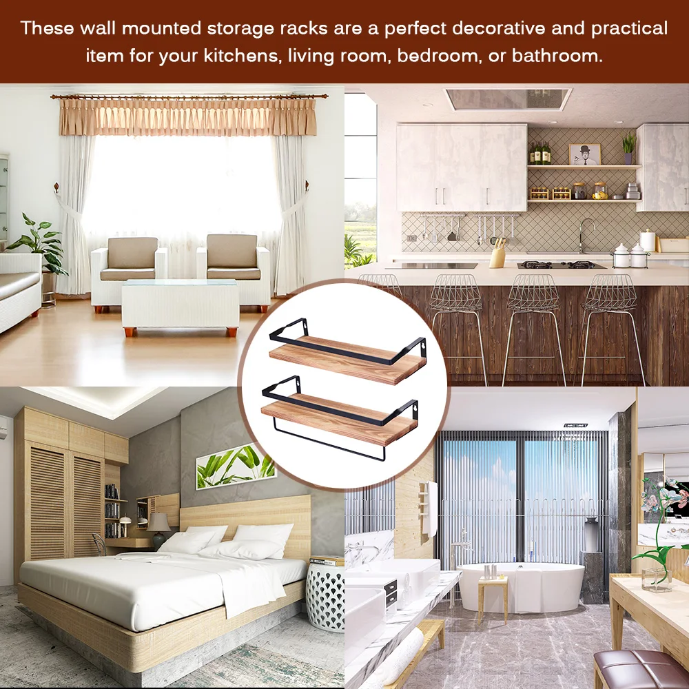 Настенный деревянный кронштейн для ванной комнаты с плавающими краями |