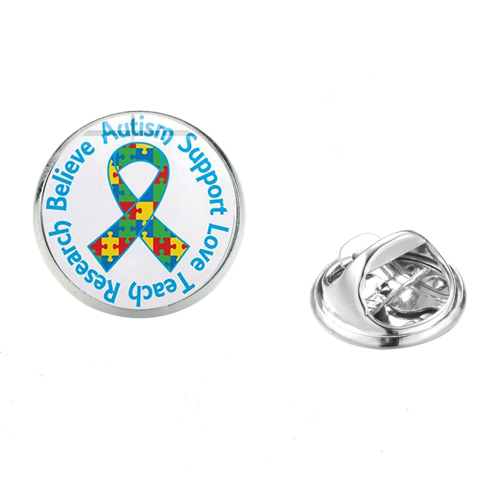 Азиатских паззл информации о проблеме аутизма брошь красочный пазл лента фото