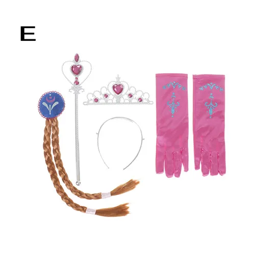 

4Pcs/set Elsa Anna Cosplay crown magic wand braid gloves Magic Wand + Rhinestone Hair Crown + Glove Set Girl 5 Styles