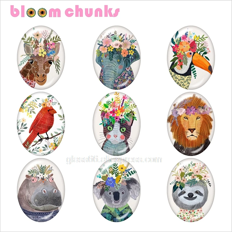 10pcs Mixed Set Цветок животное кошка свинья собака Альпака кактус 13x18 мм/18x25 мм/30x40 мм фото Овальный стеклянный кабошон демонстрационный плоский задний вывод D009 - Цвет: 10pcs Mixed Set