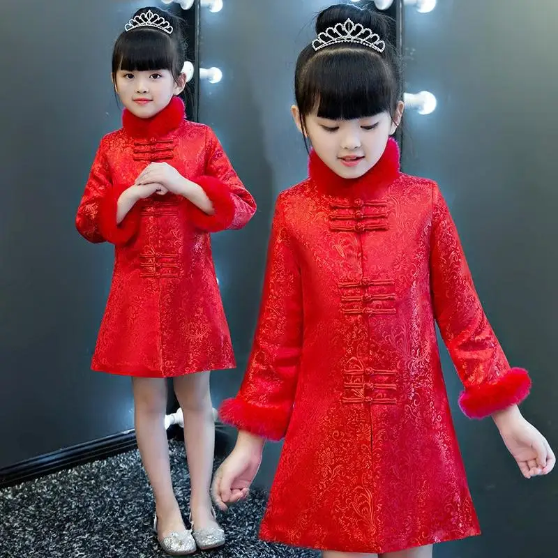 

Girls Children Chinese Style Retro Qipao Dress New Year Outfits Baby Kid Hanfu Cheongsam Tang Suit Traditional Oriental Clothing