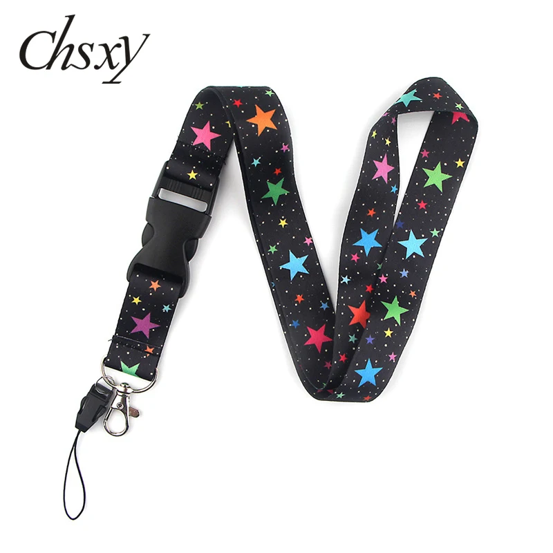 

Colorful Star Print Mobile Phone Lanyard For Keys ID Card Pass Gym USB Badge Holder DIY Hang Rope Tags Strap Neck Lanyard Strap