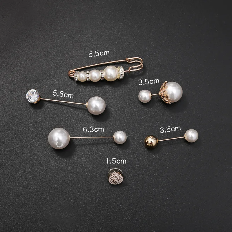 6 шт. булавки на талию свитер зажим для шали двойные с искусственным жемчугом