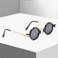 retro black round sunglasses for men metal fashion small oval glasses outdoor leisure color mirror