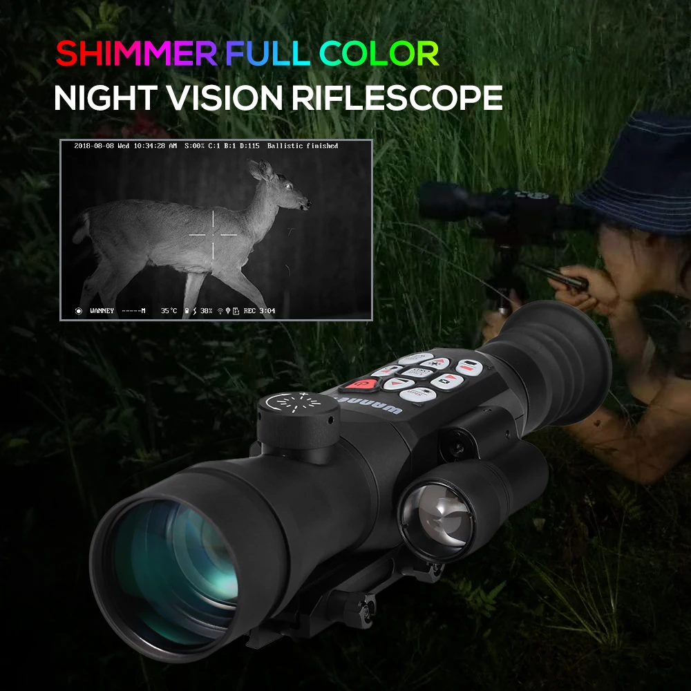 

Монокулярный телескоп ночного видения для охоты, 1080p, прицел ночного видения, цифровой дальномер, баллистический компьютер, полноцветный