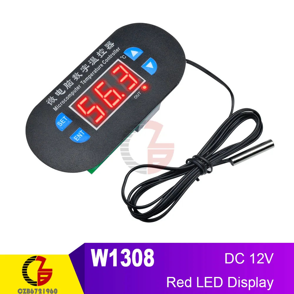 Red 12V Двойной светодиодный термостат с цифровым терморегулятором, 220 В, 110 В, 12 В, переменный ток, домашний термометр для автомобиля, терморегулятор NTC, термистор - Цвет: Red 12V