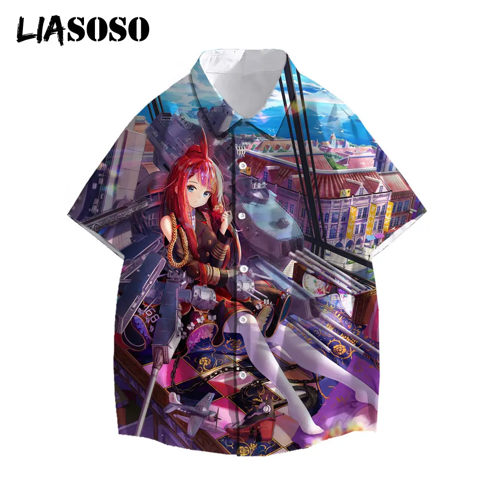 

Летние мужские летние повседневные Модные Гавайские Топы liasoсо с 3D-принтом и боевым кораблем для девочек, женские пляжные рубашки с коротки...