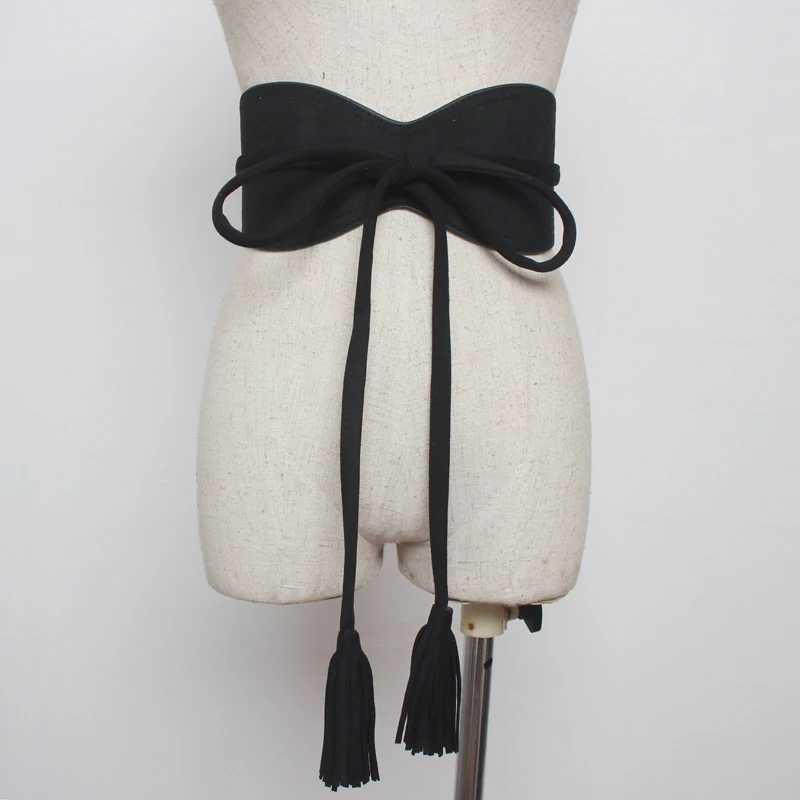 Женское винтажное бархатное платье с поясом и бахромой