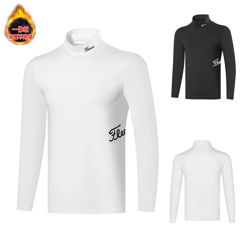 

New Golf Clothing Men's Long Sleeve Round Neck Golf Shirt Polo Shirt Outdoor Sports Plush Warm Jacket