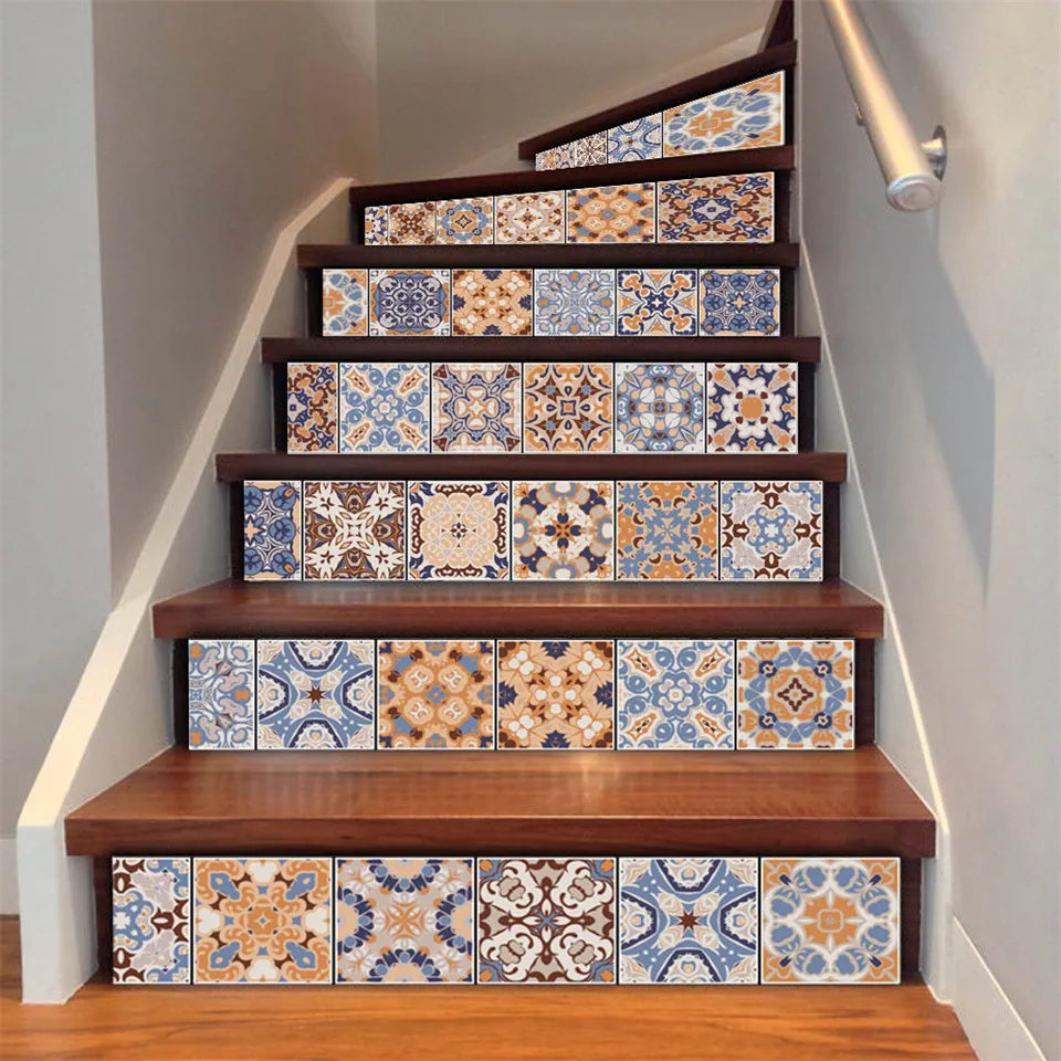 

6pcs/13pcs Arabic Style Stairs Stickers Waterproof Removable Wallpaper Vinyl Stairway Adhesive Wall Decals Home Design escalier