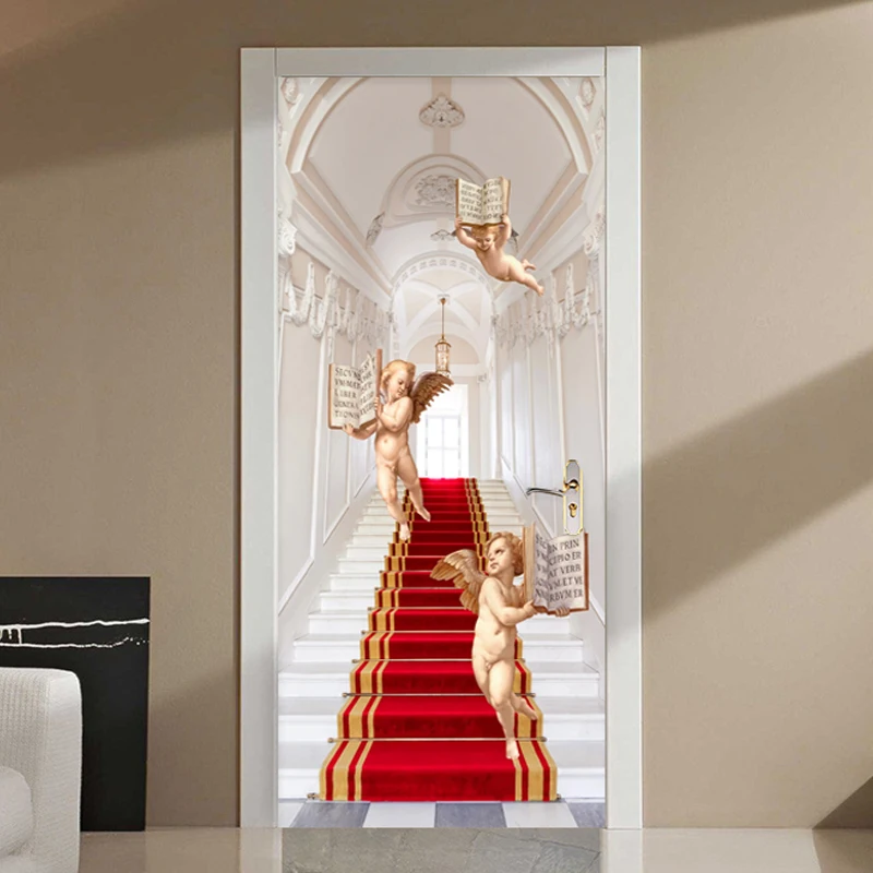 ПВХ самоклеящиеся водонепроницаемые дверные наклейки 3D стерео обои с ангелом