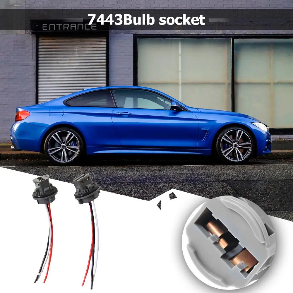 

2pcs T20 7443 Car Bulb Holder Lamp 12V Socket Adapter LED Side Light Connector High Heat Resistant Copper Wire