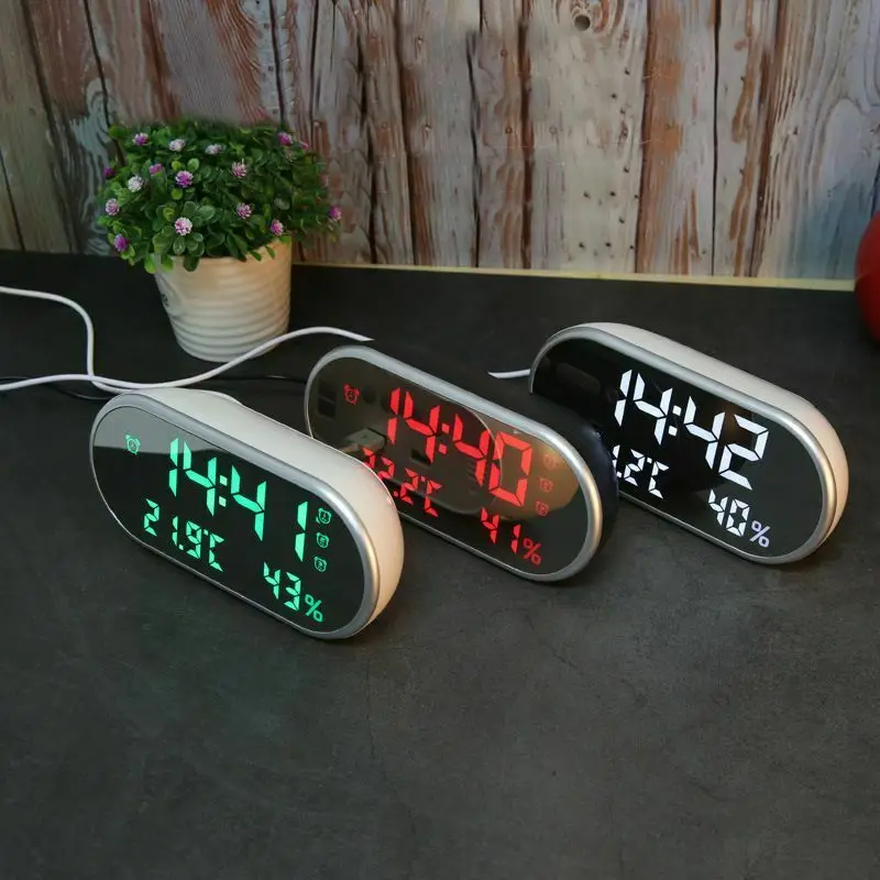 Temperature LED Digital Alarm Clock HD Display with Backlight Watch Desktop Mirror Snooze Table Clocks | Дом и сад