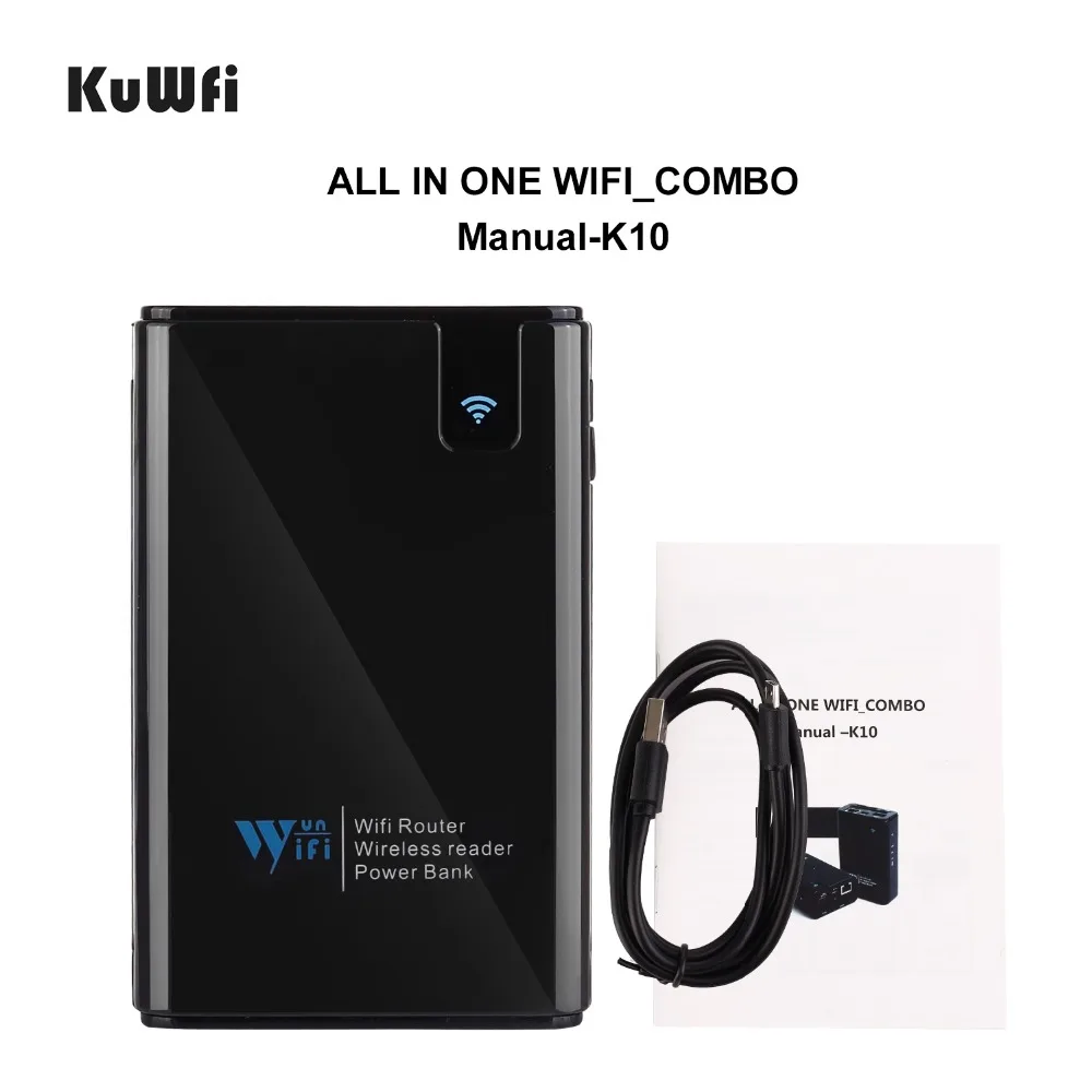 KuWFi беспроводной считыватель карт SD/TF/CF 300 Мбит/с беспроводной маршрутизатор и повторитель Внешний Аккумулятор 6000 мАч RJ45 для IOS Android