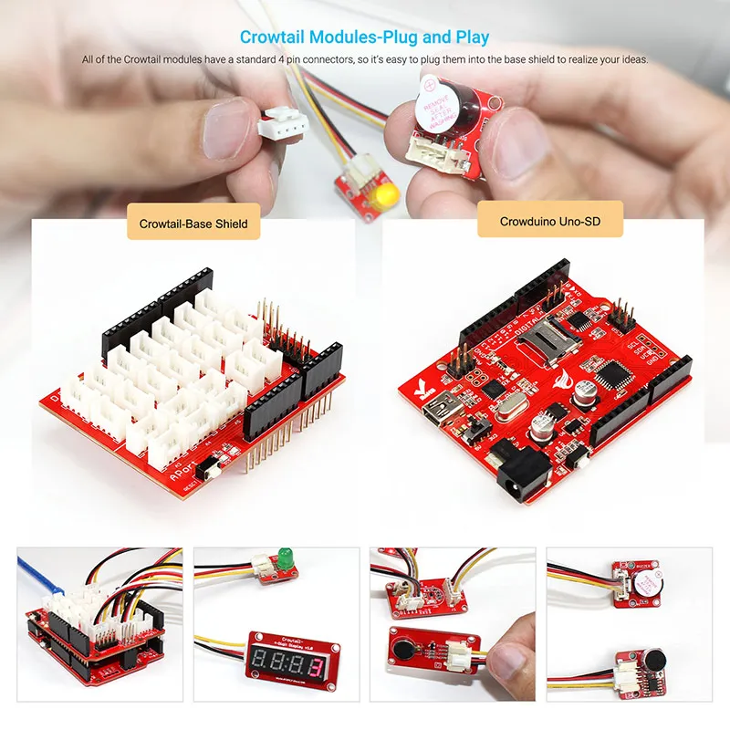 Elecrow обновленная версия стартовый набор Crowtail для Arduino электронный Обучающий
