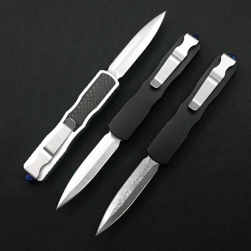Beli SF Mikro D2 Baja Damaskus Otf Pisau Saku Penerbangan Aluminium T6160 Luar Ruangan EDC Couteau Taktis Berburu Navajas Hadiah Liburan