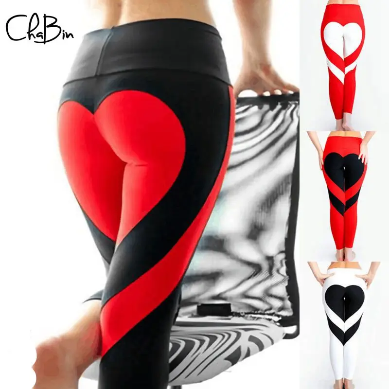 Новинка 2019 женские штаны для йоги с принтом сердца Спортивные Леггинсы пуш ап
