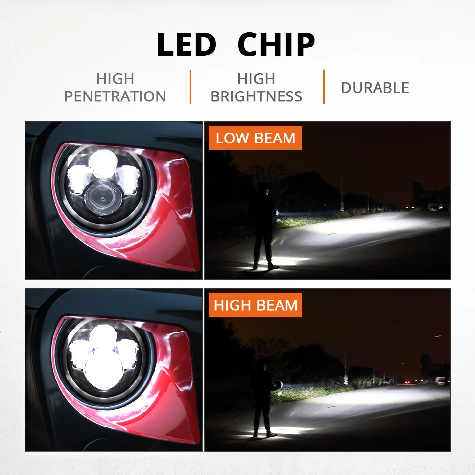 Мотоцикл 7 &quotсветодиодный фары 60 Вт Hi Lo Beam Halo Angel Eye DRL Янтарный указатель поворота