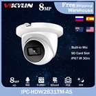 Видеокамера видеонаблюдения VIKYLIN 8MP IPC-HDW2831TM-AS-S2 4K IP купольная камера H.265 + Встроенный микрофон SD карта Starlight CCTV Oudtdoor