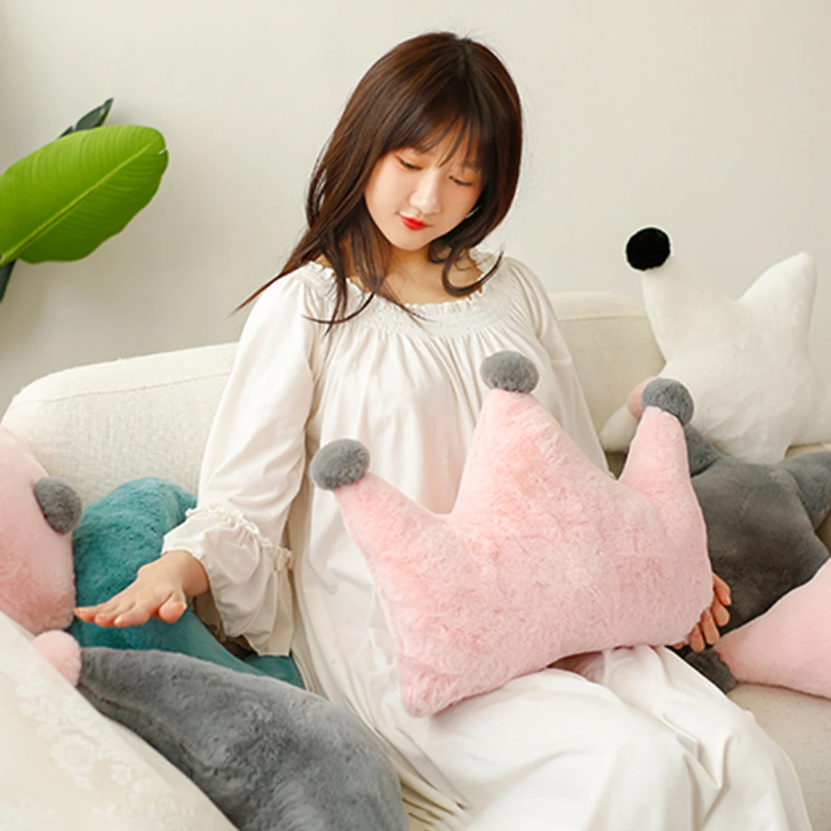 Подушка для дивана плюшевая с короной спины кровати гостиной девочек