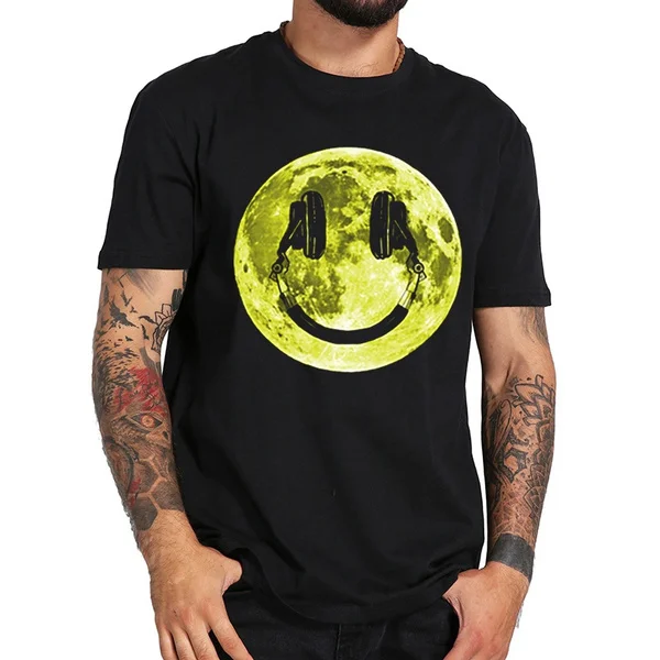 

moon music smile Cotton men T shirt casual cool summer men tshirt male t-shirt tee shirts