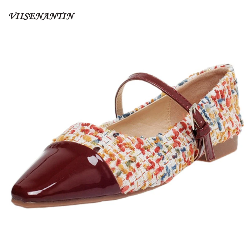 

Spring Buckle Strap Thick Mid Heel Patent Leather Casual Mary Jane Shoes Female All Match Square Toe Fairy Style Dress Pumps