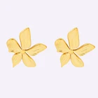 Новые милые золотые тисненые серьги-гвоздики с цветком для женщин, прозрачные Стильные Золотые серьги из нержавеющей стали, модные шикарные украшения