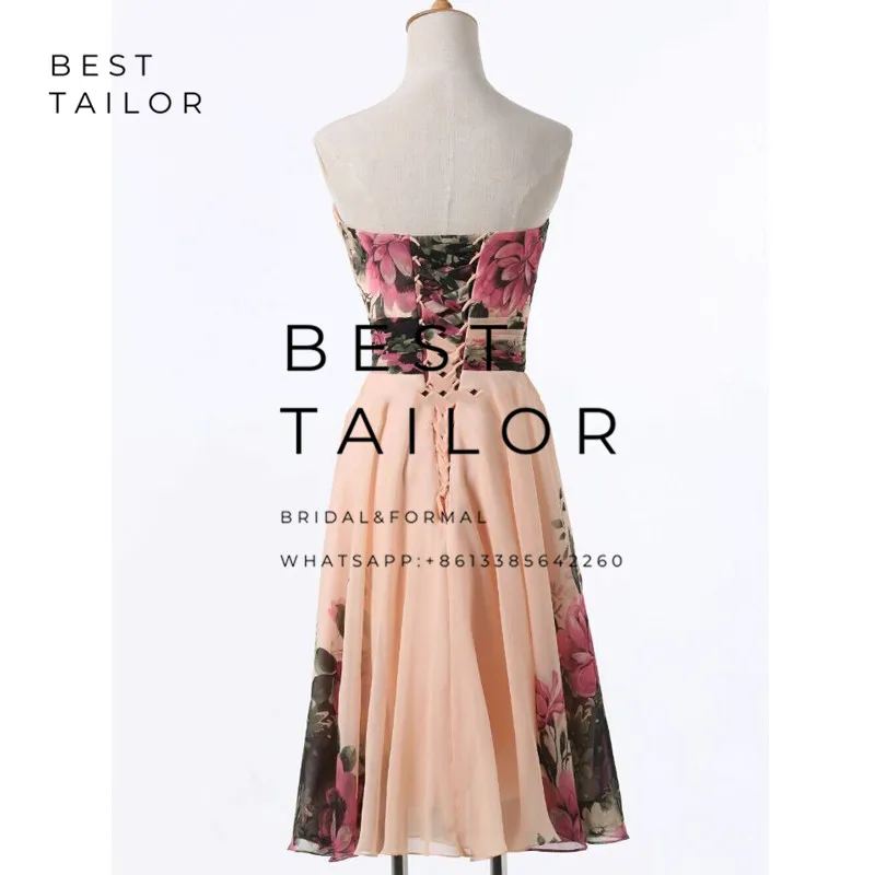 

Bridesmaid Dresses Short Maid of Honor Gowns 2021 Print Floral Lace Up A-Line robe demoiselle d'honneur vestidos de fiesta noche