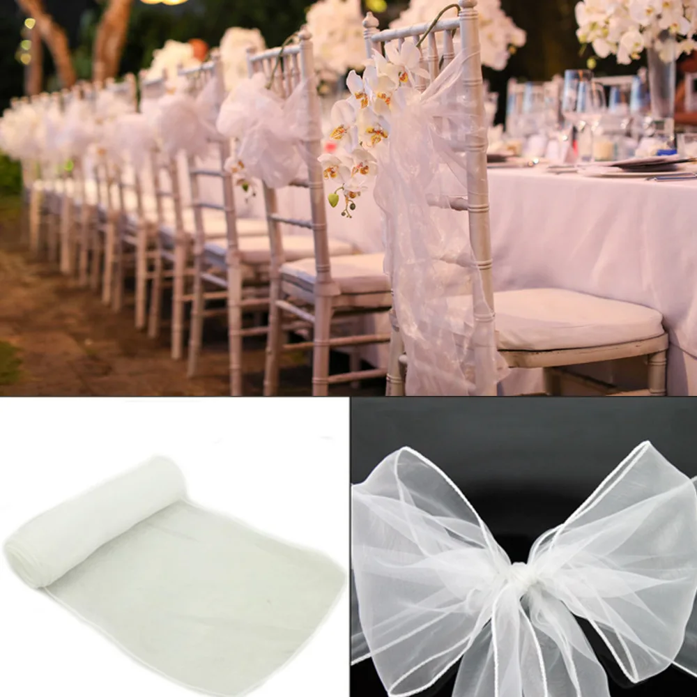 

Hot Sale 18cm*275cm Organza Chair Sashes Bow chair Covers Organza Fabric diy for Wedding and events