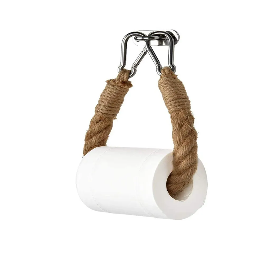 

Retro Roll Paper Holder Towel Hanging Rope Toilet Paper Holder Stainless Steel Decor Rack Holders Home Roll Paper Accessory