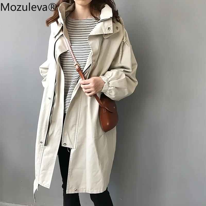 Женская ветровка средней длины с капюшоном в Корейском стиле | одежда