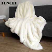 tongdi plush soft warm raschel synthetic rabbit hair throw blanket thick luxury for girl gift winter couch cover bed sofa