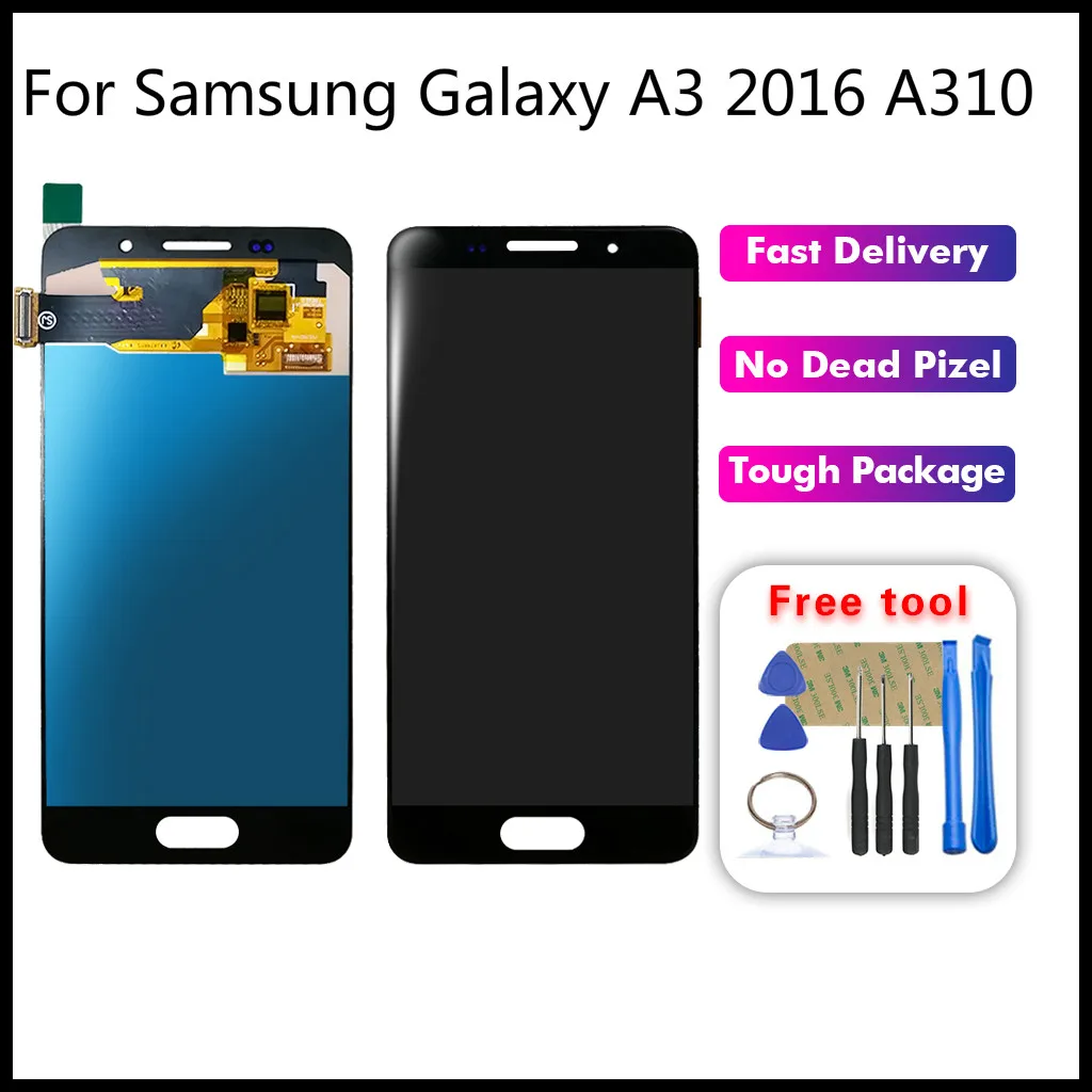 100% Абсолютно Новый для Samsung Galaxy A3 2016 A310 A310F A310H A310M ЖК дисплей протестированный