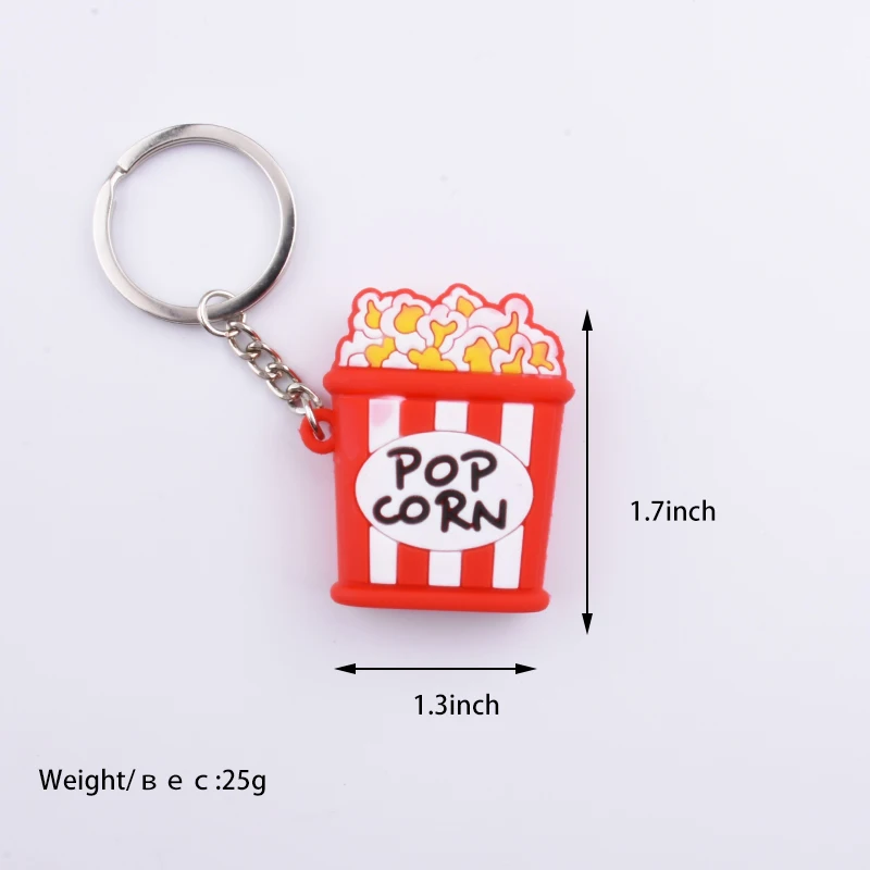 Брелок для ключей с имитацией еды попкорна картошки фри гамбургера креативная