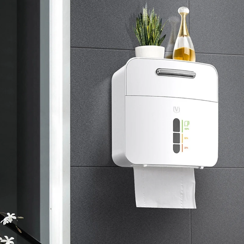 

Multifunctional Tissue Box Waterproof Roll Paper Dispenser Wall Mounted Bathroom Toilet Napkin Shelf Holder