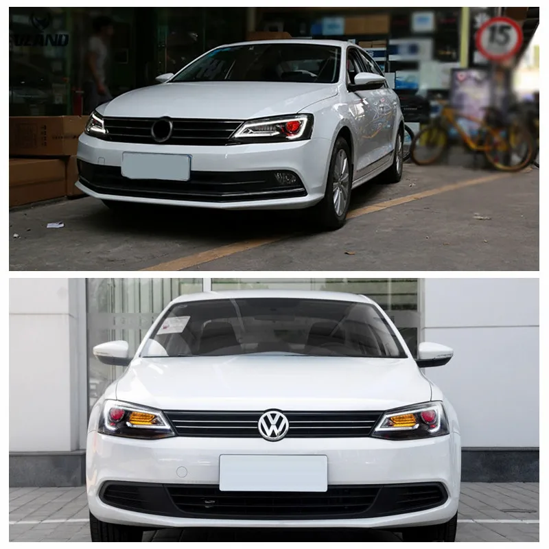 Автомобильный светильник Vland в сборе для Jetta1/Sagita светодиодный головной светильник 2012- A5 дизайн светодиодный DRL движущийся сигнал поворота ксеноновая фара