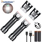 Светодиодный фонарик с COB матрицей, Перезаряжаемый USB Рабочий светильник с магнитом на конце, масштабируемый фонарь для кемпинга, 2 шт.лот