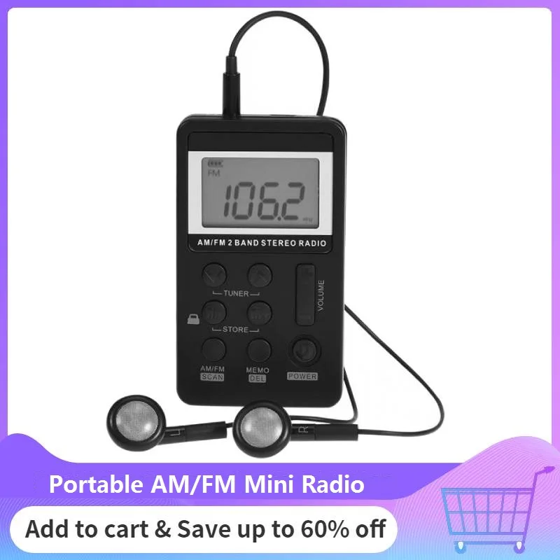 

Универсальный портативный мини-радиоприемник AM/FM, двухдиапазонный Карманный стерео радиоприемник с ЖК-дисплеем, наушниками и перезаряжаем...