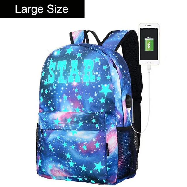 D large size 1 piece Аниме светящийся Оксфорд школьный рюкзак на плечо до 15,6 дюймов с usb зарядным портом и замком школьная сумка для мальчика черный - Цвет: D large size 1 piece