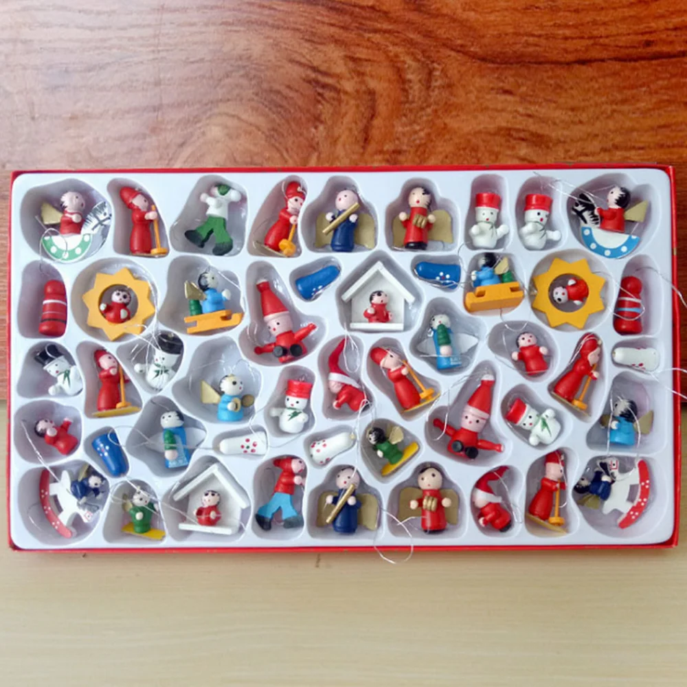 Рождественские украшения деревянные Подвески 48 шт./компл. DIY ручная роспись 3 5 см