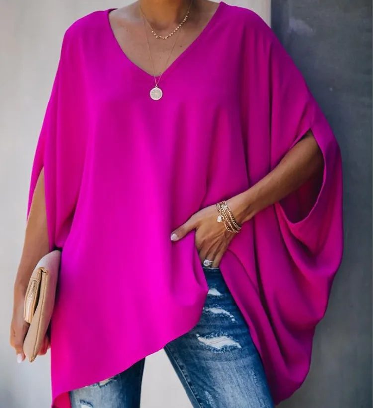 Женский пуловер с V-образным вырезом и рукавом летучая мышь | Женская одежда