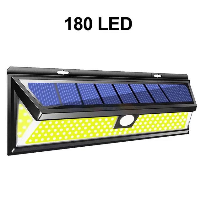 180 LED Открытый 180 светодиодный COB 3 режима Солнечная лампа PIR датчик движения 4000лм Солнечный настенный светильник Водонепроницаемый аварийный Сад Двор лампы - Испускаемый цвет: 180 LED