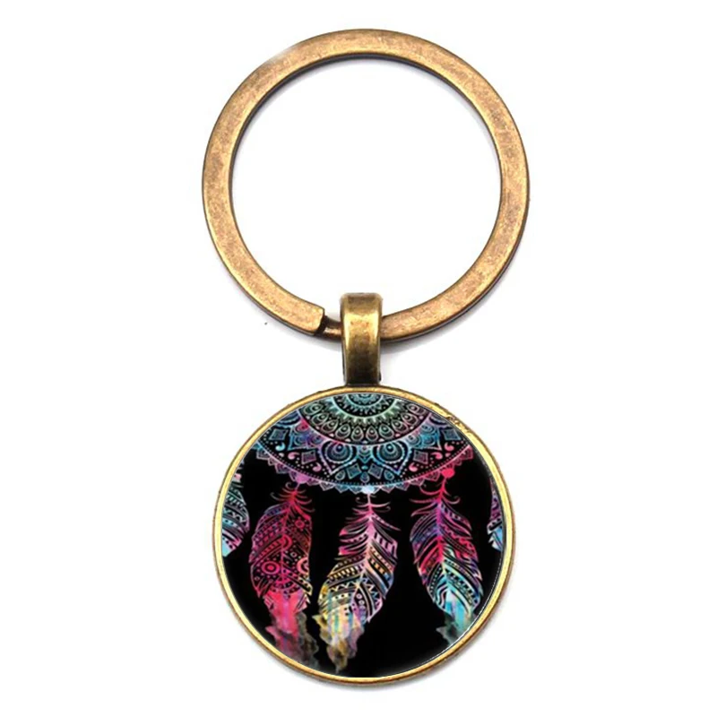 Ретро хрустальный кулон Ловец снов брелок Тибетский круглый стеклянный для
